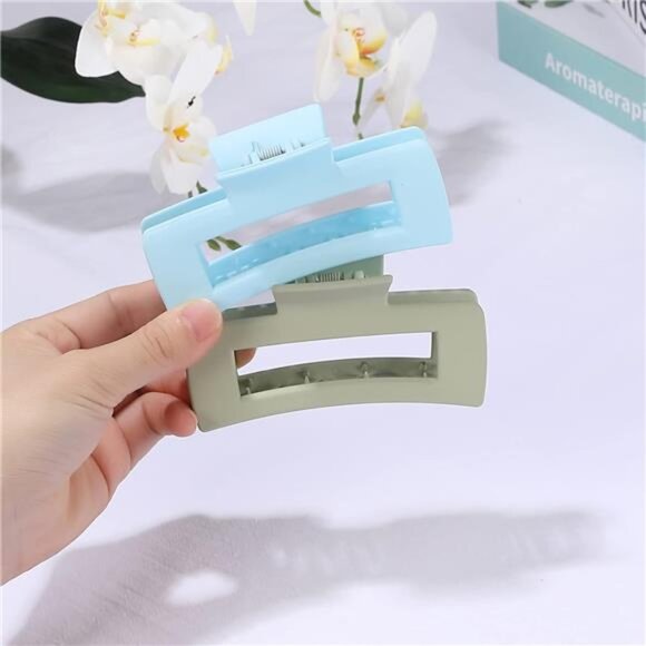 jaw clips 8 Pack Rectangle Large Hair Claw for Women and Girls Matte Nonslip - Picture 6 of 8